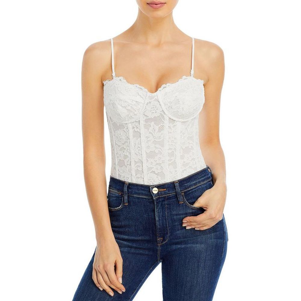 Bardot Womens Oskar White Lace Boning Back Zipper Bodysuit NWT
